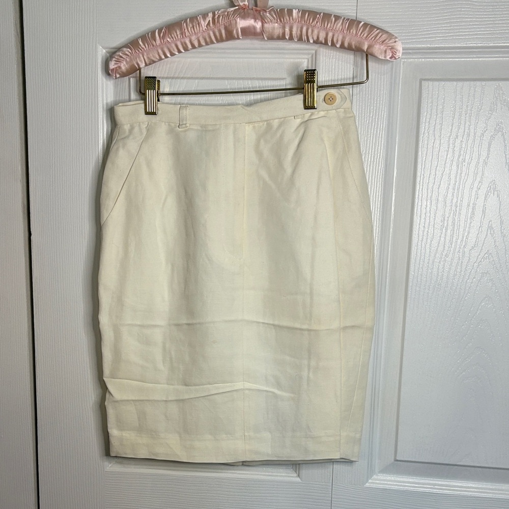 Ann Taylor petite Cream linen/rayon Pencil Skirt